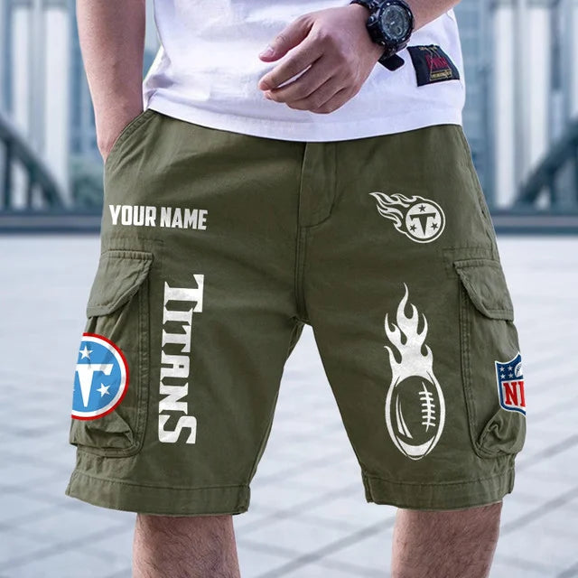[SPECIAL OFFER] NEW CUSTOMIZED NFL31 TST TENNESSEE TITANS CARGO SHORTS