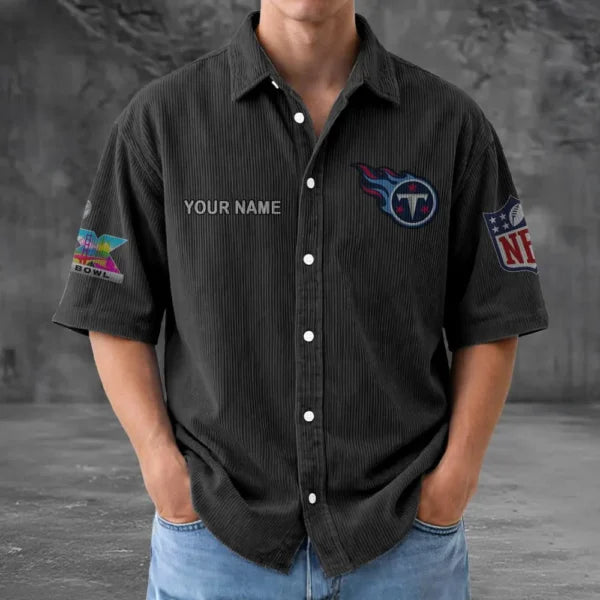 LIMITED EDITION - NEW CUSTOMIZED NFL31 TST TENNESSEE TITANS SEERSUCKER BUTTON SHIRT