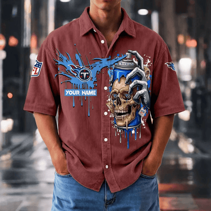 [SPECIAL OFFER] NEW CUSTOMIZED NFL31 TST TENNESSEE TITANS SEERSUCKER BUTTON SHIRT