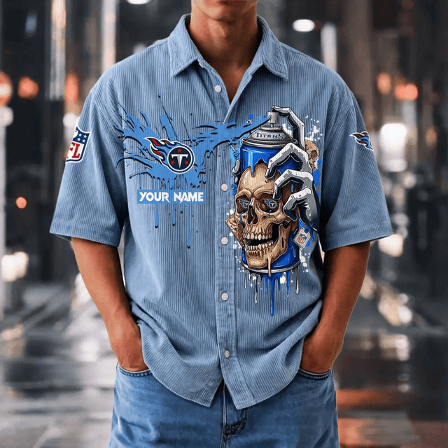 [SPECIAL OFFER] NEW CUSTOMIZED NFL31 TST TENNESSEE TITANS SEERSUCKER BUTTON SHIRT