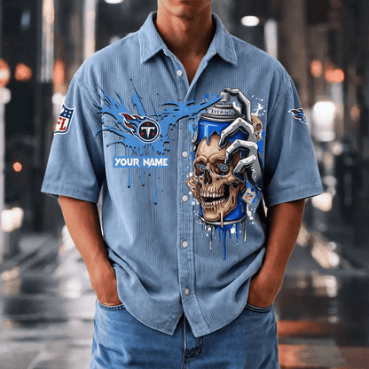 [SPECIAL OFFER] NEW CUSTOMIZED NFL31 TST TENNESSEE TITANS SEERSUCKER BUTTON SHIRT