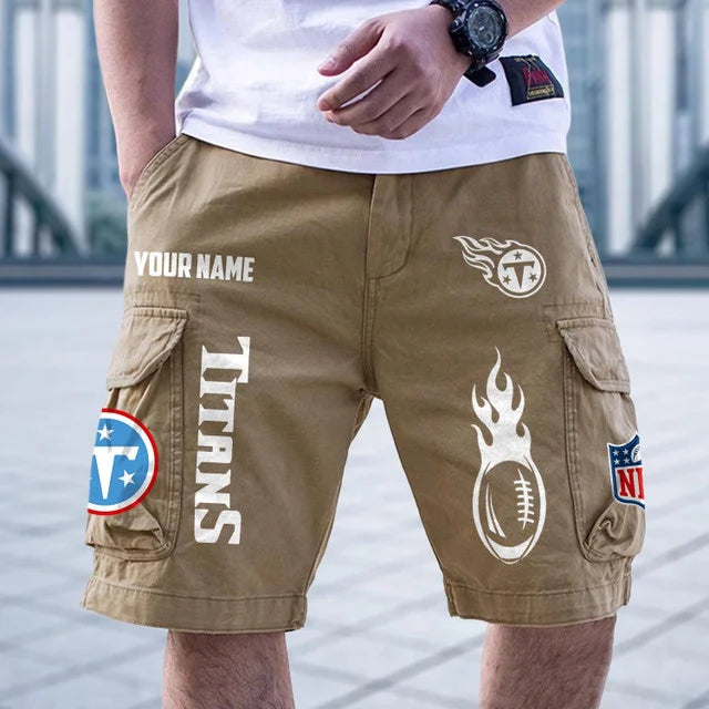 [SPECIAL OFFER] NEW CUSTOMIZED NFL31 TST TENNESSEE TITANS CARGO SHORTS