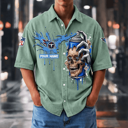 [SPECIAL OFFER] NEW CUSTOMIZED NFL31 TST TENNESSEE TITANS SEERSUCKER BUTTON SHIRT