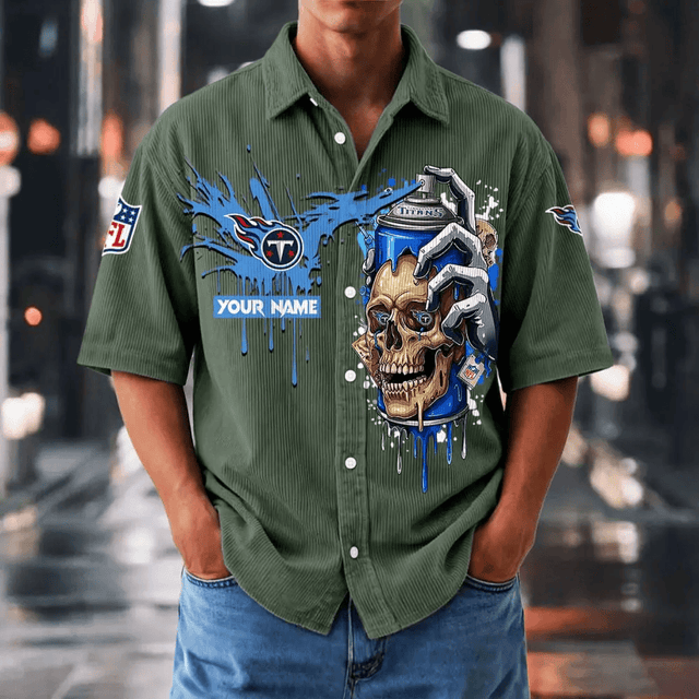 [SPECIAL OFFER] NEW CUSTOMIZED NFL31 TST TENNESSEE TITANS SEERSUCKER BUTTON SHIRT