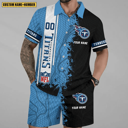 LIMITED RUN - NEW CUSTOMIZED NFL31 TST TENNESSEE TITANS UNISEX HAWAIIAN SHIRT & SHORTS SET