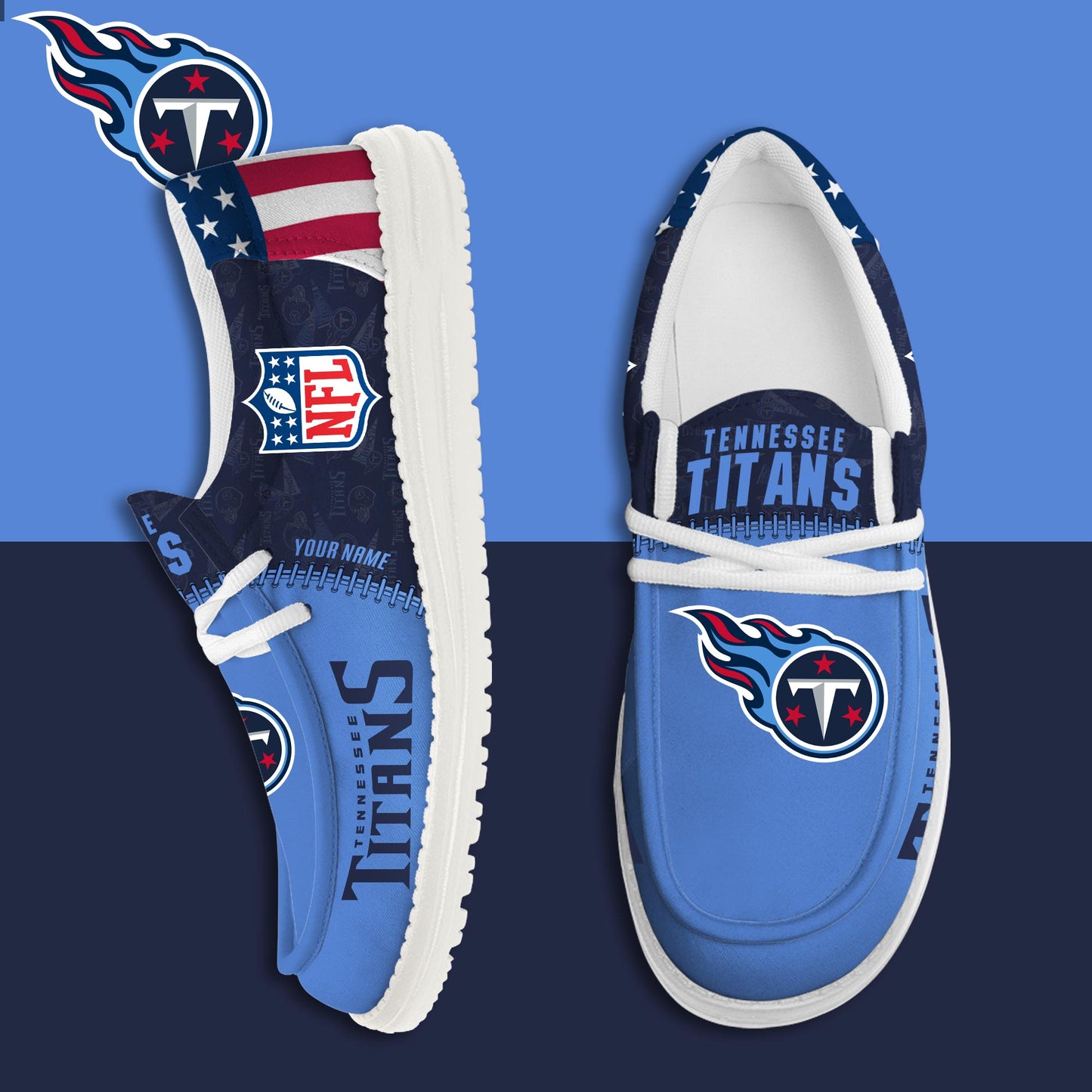 LIMITED EDITION - NEW CUSTOMIZED NFL31 TST TENNESSEE TITANS LOAFER SHOES