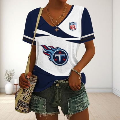 LIMITED EDITION - NEW CUSTOMIZED NFL31 TST TENNESSEE TITANS V-NECK FEMALE SHIRT