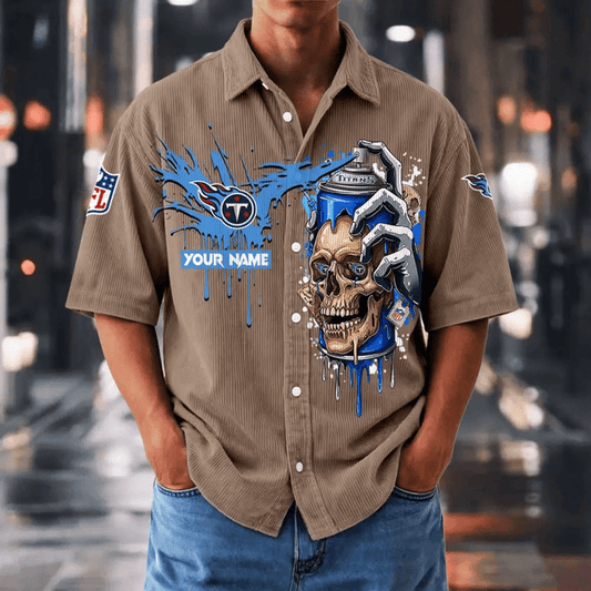 [SPECIAL OFFER] NEW CUSTOMIZED NFL31 TST TENNESSEE TITANS SEERSUCKER BUTTON SHIRT