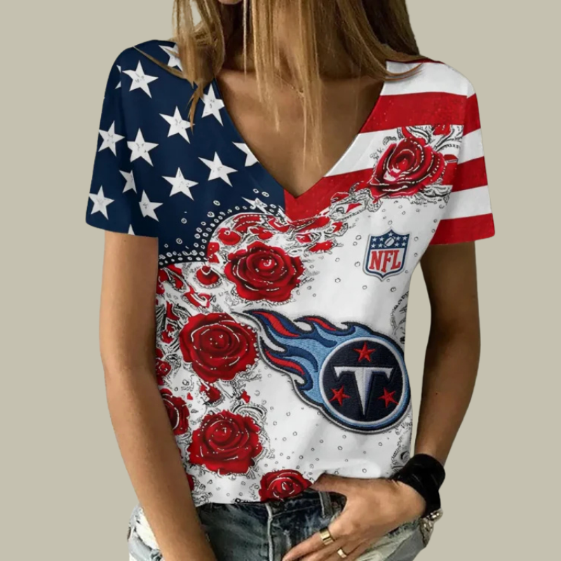 [SPECIAL OFFER] NEW CUSTOMIZED NFL31 TST TENNESSEE TITANS V-NECK FEMALE SHIRT