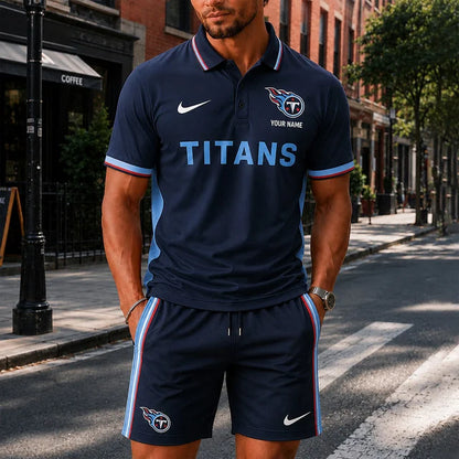 [SPECIAL OFFER] NEW CUSTOMIZED NFL31 TST TENNESSEE TITANS POLO SHIRT & SHORT PANTS