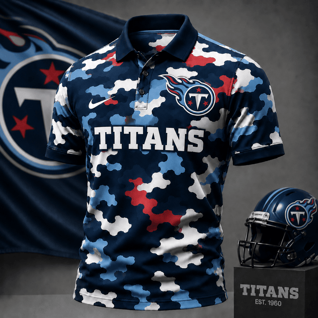 [SPECIAL OFFER] NEW CUSTOMIZED NFL31 TST TENNESSEE TITANS CAMO POLO SHIRT