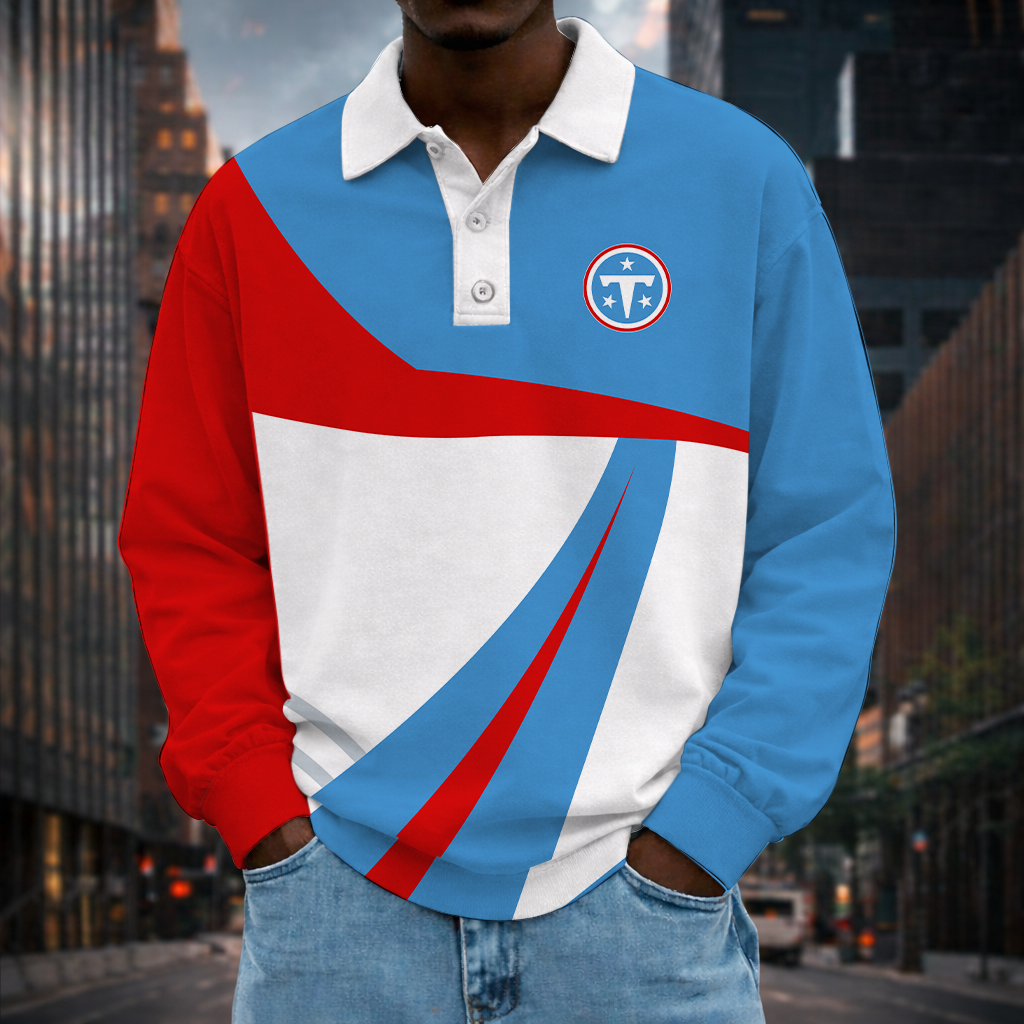 [SPECIAL OFFER] NEW CUSTOMIZED NFL31 TST TENNESSEE TITANS LONG SLEEVE POLO SHIRT