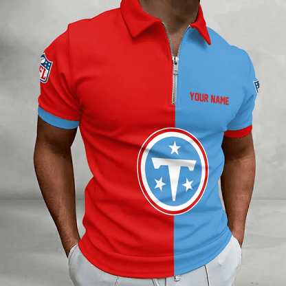 [SPECIAL OFFER] NEW CUSTOMIZED NFL31 TST TENNESSEE TITANS ZIP POLO SHIRT