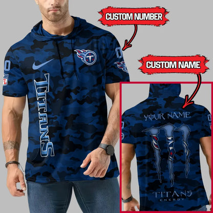 LIMITED EDITION - NEW CUSTOMIZED NFL31 TST TENNESSEE TITANS SHORT SLEEVE HOODIE