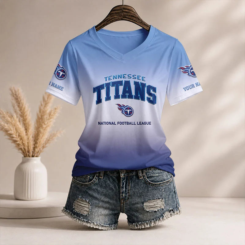 LIMITED EDITION - NEW CUSTOMIZED NFL31 TST TN TITANS V-NECK FEMALE SHIRT