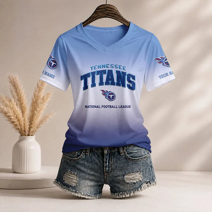 LIMITED EDITION - NEW CUSTOMIZED NFL31 TST TN TITANS V-NECK FEMALE SHIRT