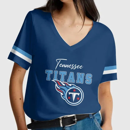 LIMITED EDITION - NEW CUSTOMIZED NFL31 TST TENNESSEE TITANS V-NECK FEMALE SHIRT