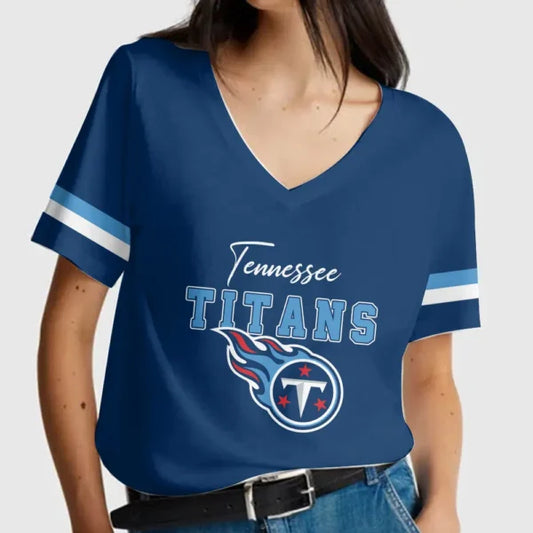 LIMITED EDITION - NEW CUSTOMIZED NFL31 TST TENNESSEE TITANS V-NECK FEMALE SHIRT