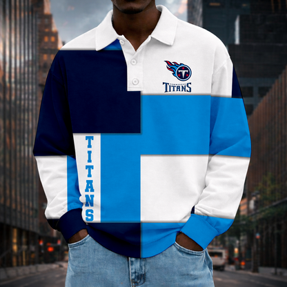 LIMITED EDITION - NEW CUSTOMIZED NFL31 TST TENNESSEE TITANS MEN LONG SLEEVE POLO