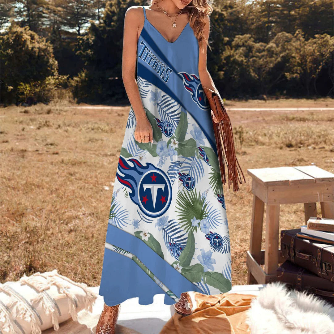 LIMITED RUN - NEW CUSTOMED NFL31 TST TN TITANS HAWAIIAN LONG DRESS