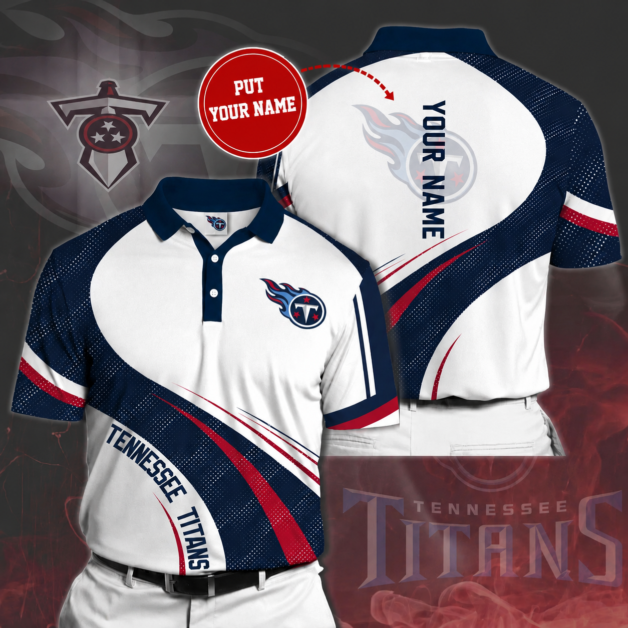LIMITED EDITION - NEW CUSTOMIZED NFL31 TST TENNESSEE TITANS POLO SHIRT