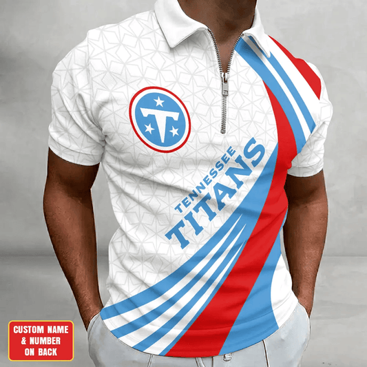 [SPECIAL OFFER] NEW CUSTOMIZED NFL31 TST TENNESSEE TITANS ZIP POLO SHIRT