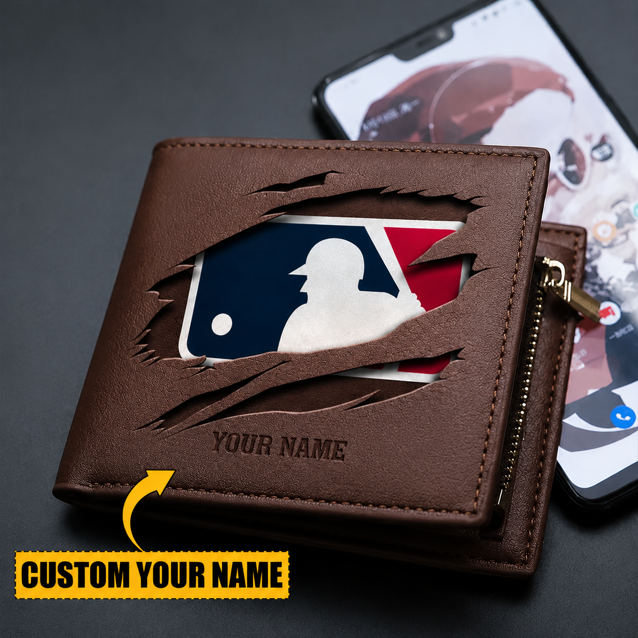 LIMITED EDITION - NEW CUSTOMIZED MLB31 MAJOR LEAGUE BASEBALL LEATHER WALLET