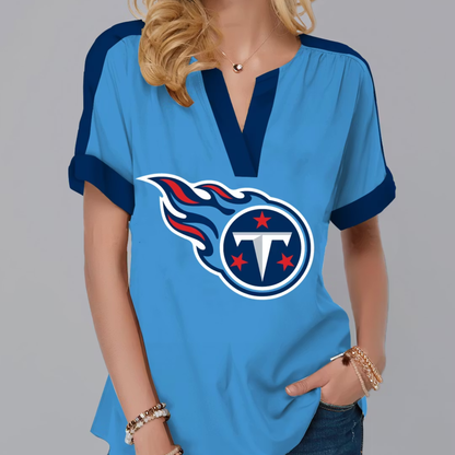 LIMITED EDITION - NEW CUSTOMIZED NFL31 TST TENNESSEE TITANS V-NECK FEMALE SHIRT