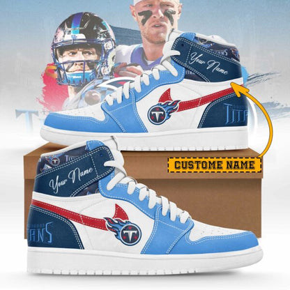 LIMITED EDITION - NEW CUSTOMIZED NFL31 TST TENNESSEE TITANS AIR JORDAN SNEAKERS