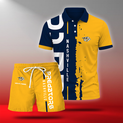 LIMITED EDITION - NEW CUSTOMIZED NHL31 NVP NASHVILLE PREDATORS POLO & SHORT PANTS SET