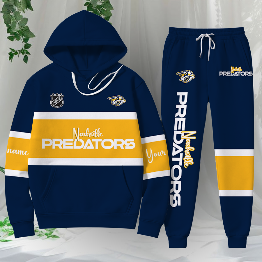LIMITED EDITION - NEW CUSTOMIZED NHL31 NVP NASHVILLE PREDATORS HOODIE & SWEATPANTS SET