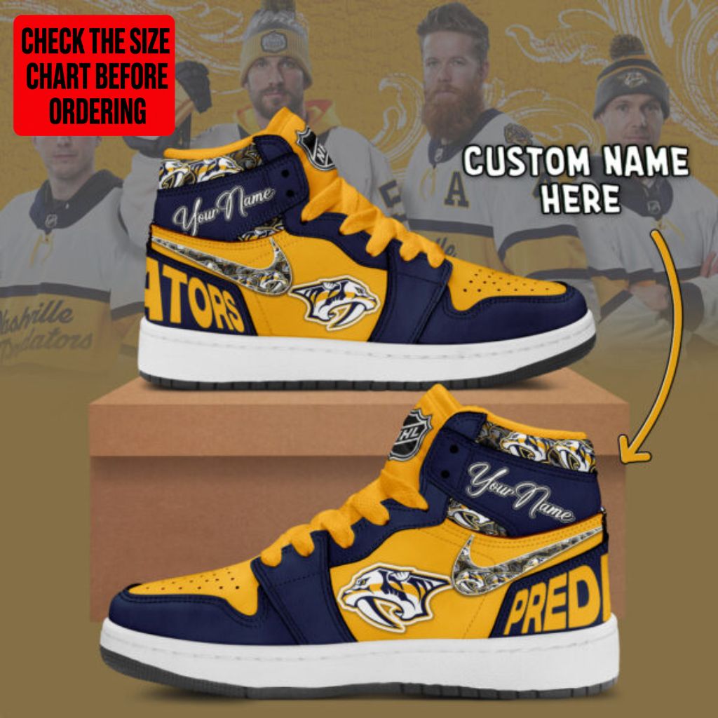 LIMITED EDITION - NEW CUSTOMIZED NHL31 NVP NASHVILLE PREDATORS AIR JORDAN SNEAKERS