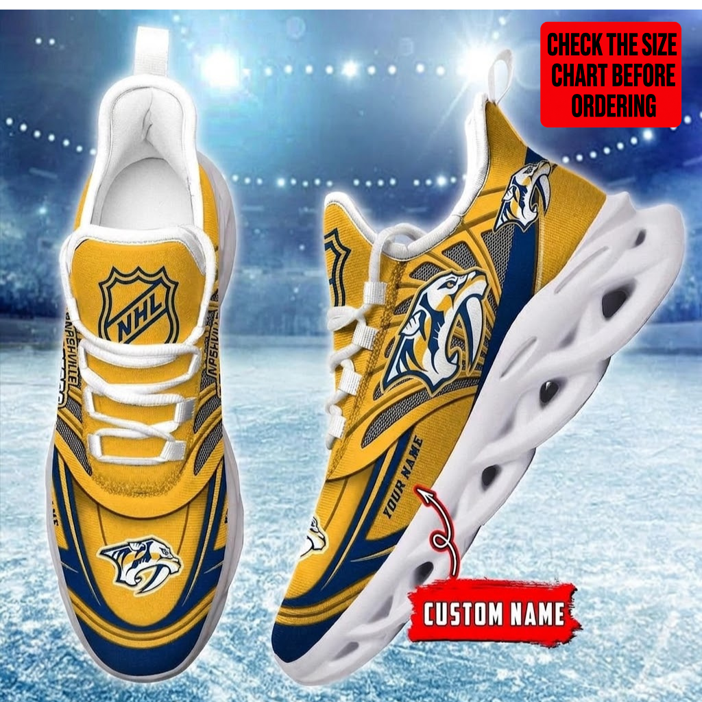 [SUPER SALE] NEW CUSTOMIZED NHL31 NVP NASHVILLE PREDATORS CLUNKY SNEAKERS