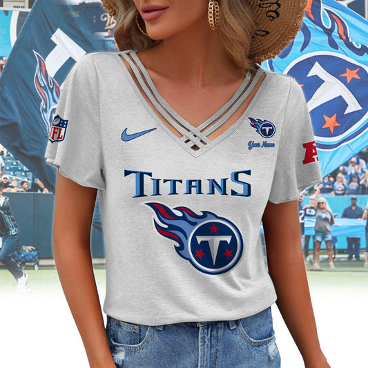 [SPECIAL OFFER] NEW CUSTOMIZED NFL31 TST TENNESSEE TITANS V-NECK SHIRT