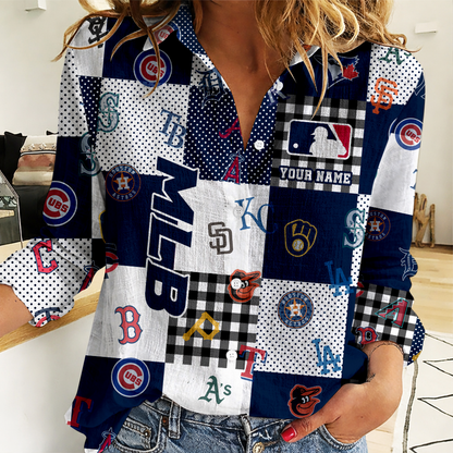 LIMITED EDITION - NEW CUSTOMIZED MLB32 MLB ALL TEAMS WOMEN CASUAL SHIRT FOR FAN