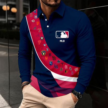 [FLASH SALE] NEW CUSTOMIZED MLB32 ALL TEAMS MEN'S LONG SLEEVE POLO