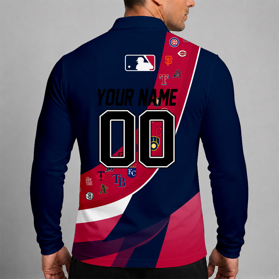 [FLASH SALE] NEW CUSTOMIZED MLB32 ALL TEAMS MEN'S LONG SLEEVE POLO