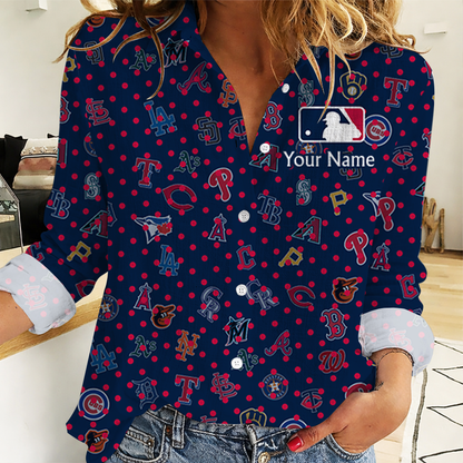 EXCLUSIVE EDITION - NEW CUSTOMIZED MLB32 MLB ALL TEAMS WOMEN CASUAL SHIRT