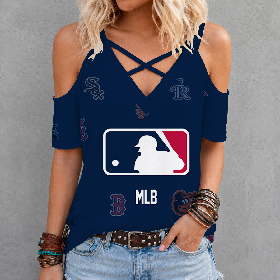 LIMITED EDITION - NEW CUSTOMIZED MLB32 MLB ALL TEAMS CRISS CROSS V-NECK TOP
