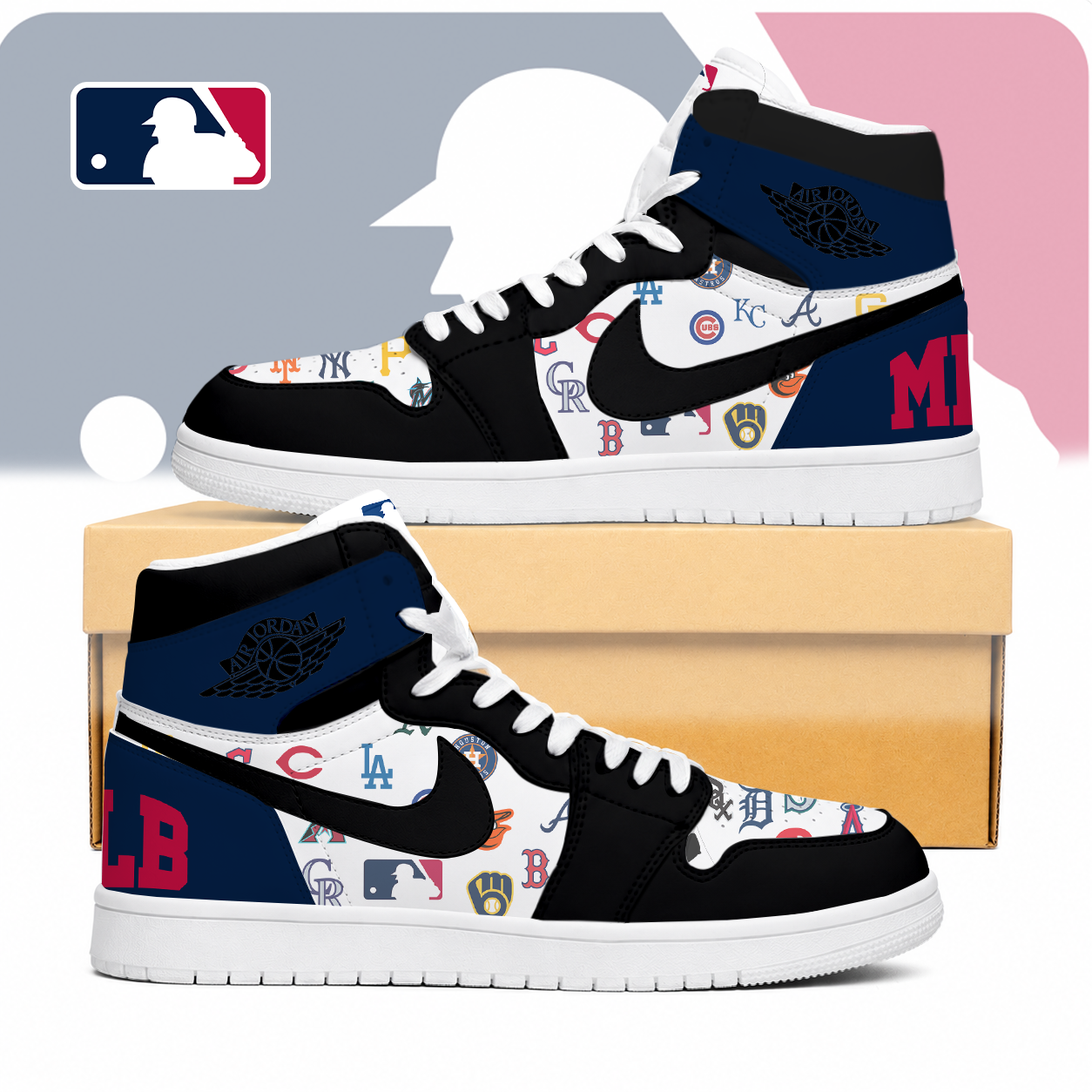 LIMITED EDITION - NEW CUSTOMIZED MLB32 MLB ALL TEAMS AIR JORDAN SNEAKERS