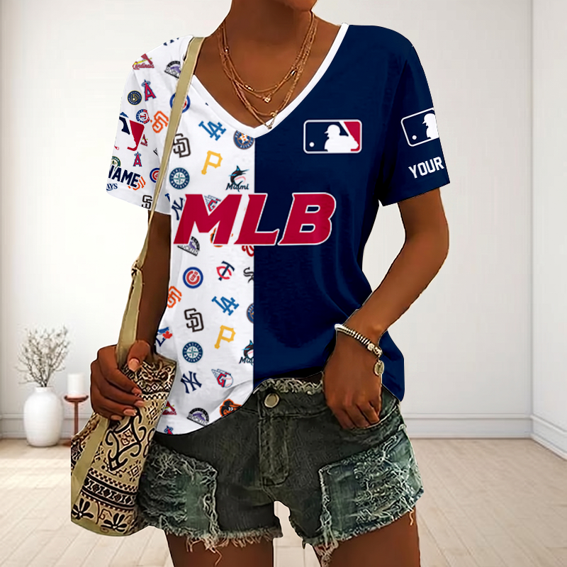 SPECIAL EDITION - NEW CUSTOMIZED MLB32 MLB ALL TEAMS V-NECK FEMALE SHIRT