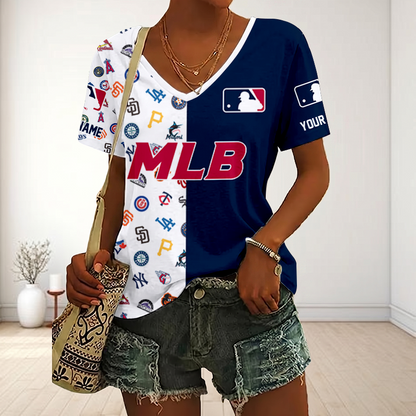 SPECIAL EDITION - NEW CUSTOMIZED MLB32 MLB ALL TEAMS V-NECK FEMALE SHIRT