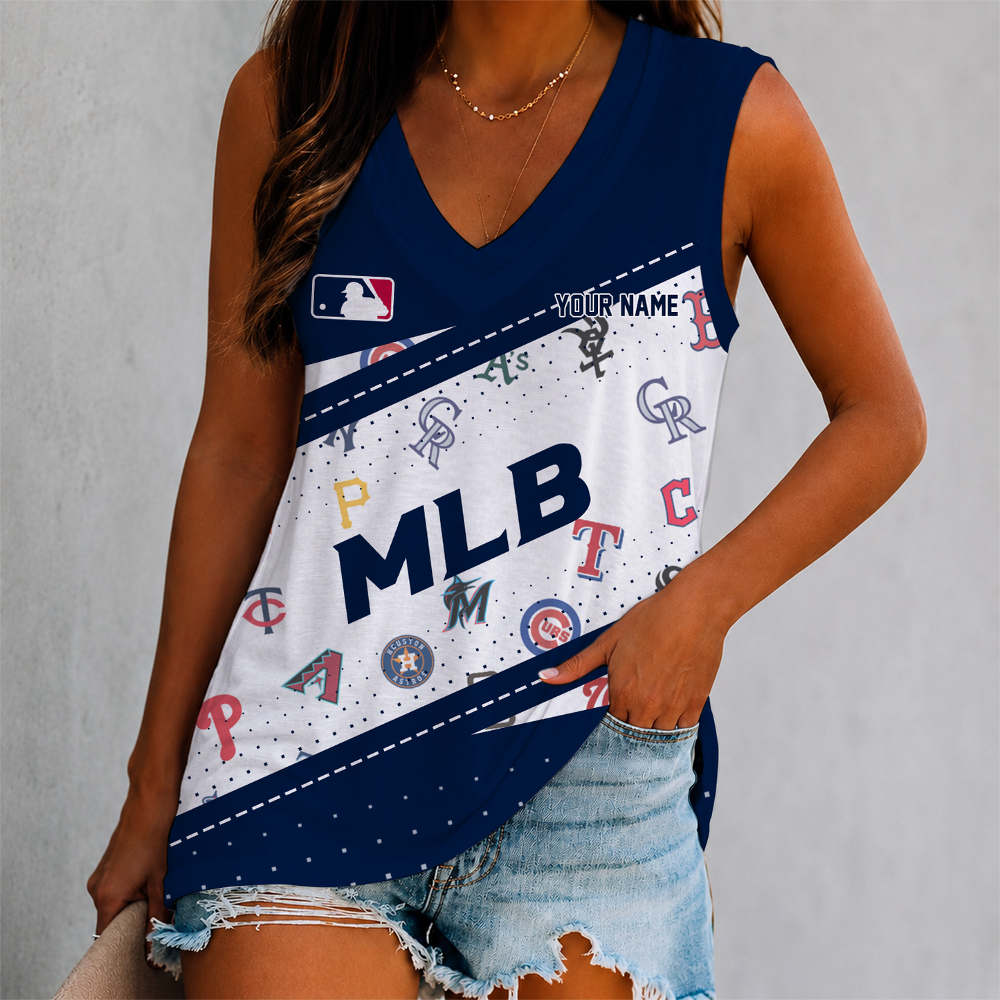 LIMITED EDITION - NEW CUSTOMIZED MLB32 MLB ALL TEAMS WOMEN'S V-NECK TANK TOP