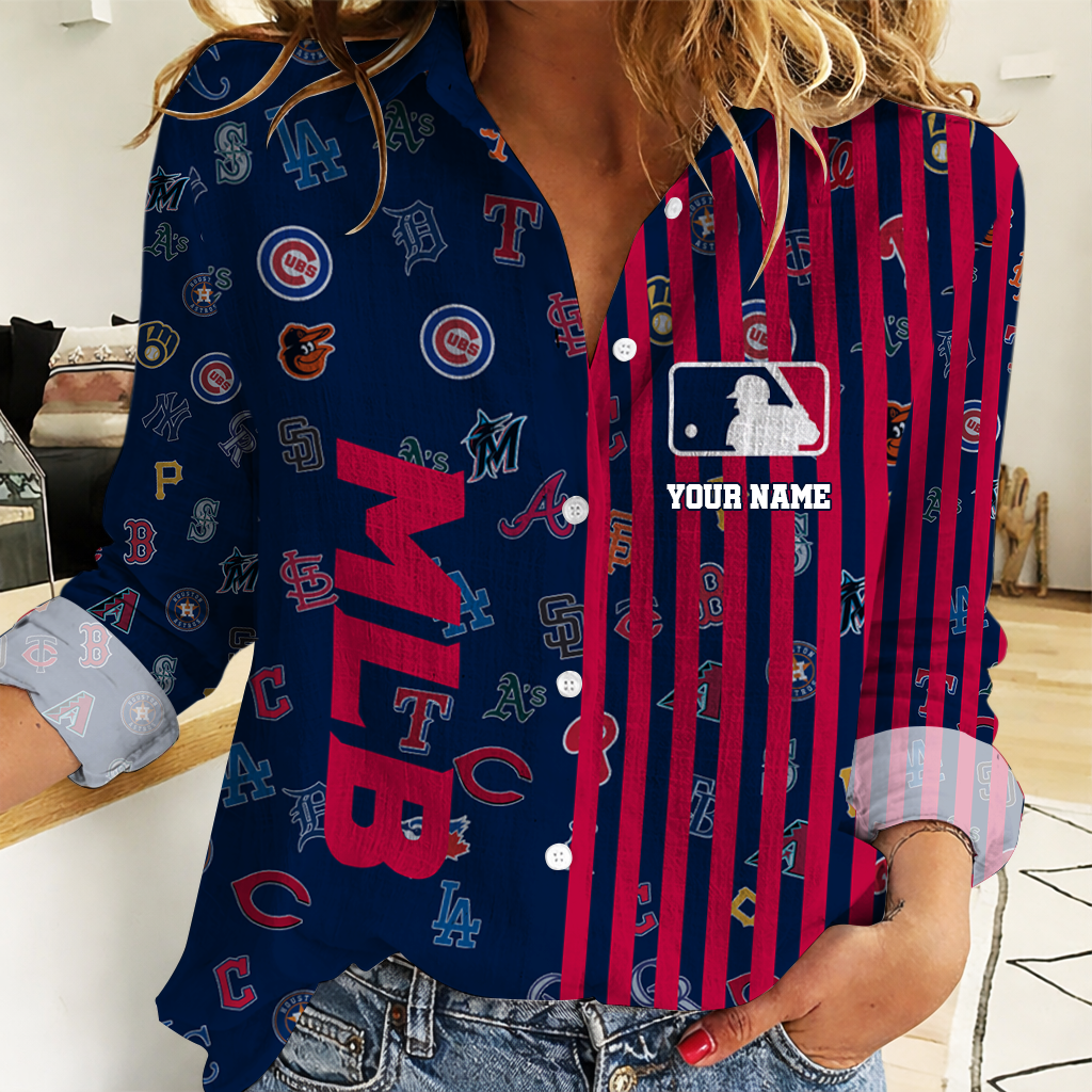 LIMITED EDITION - NEW CUSTOMIZED MLB32 MLB ALL TEAMS WOMEN CASUAL SHIRT