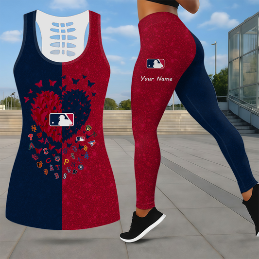 LIMITED EDITION - NEW CUSTOMIZED MLB32 MLB ALL TEAMS LEGGINGS & HOLLOW TANK TOP SET