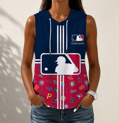 LIMITED EDITION - NEW CUSTOMIZED MLB32 BBA MLB ALL TEAMS WOMEN'S SLEEVELESS HOODED POCKET TANK TOP