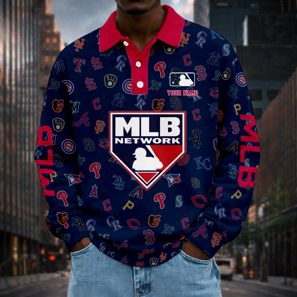 LIMITED EDITION - NEW CUSTOMIZED MLB32 MLB ALL TEAMS MEN LONG SLEEVE POLO