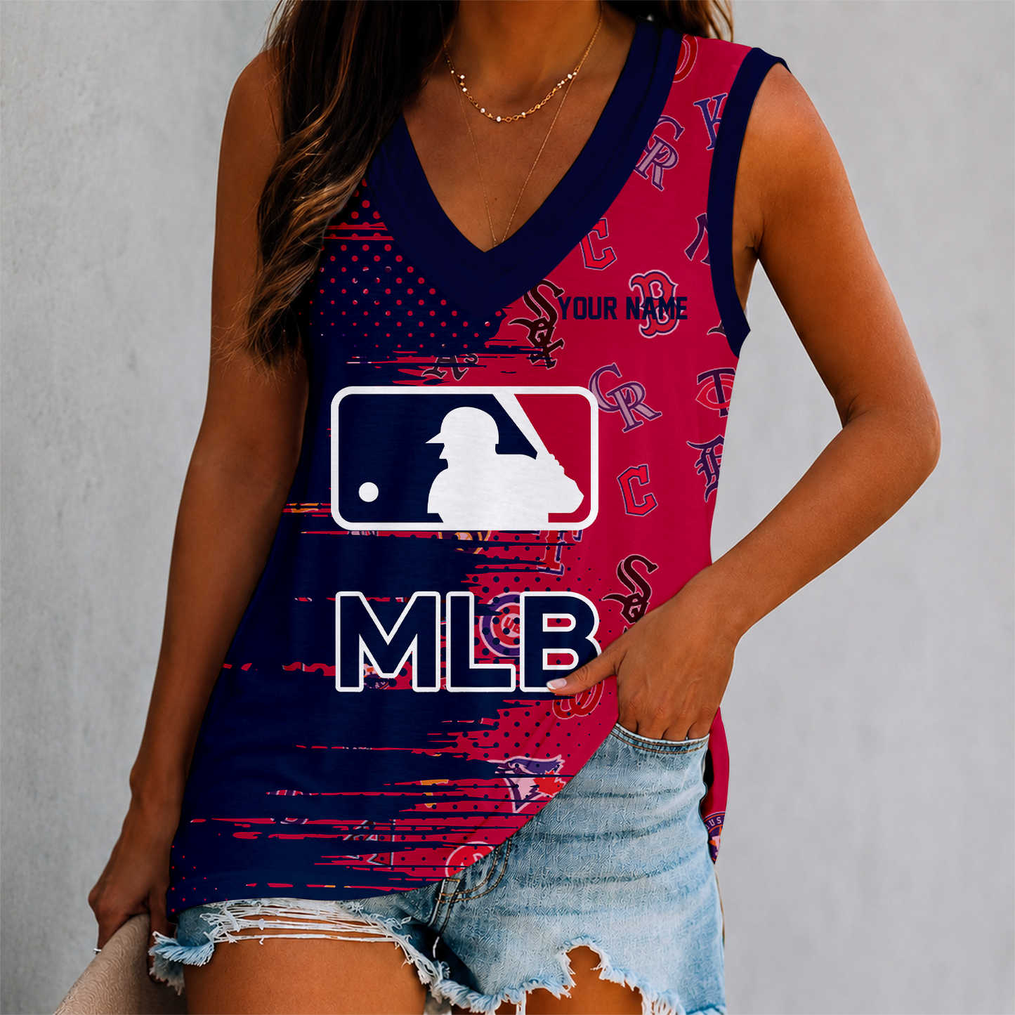 LIMITED EDITION - NEW CUSTOMIZED MLB32 MLB ALL TEAMS WOMEN'S V-NECK TANK TOP