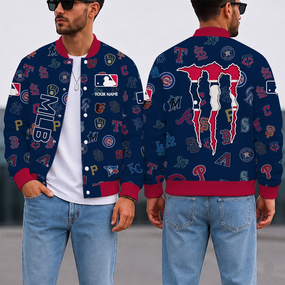 SPECIAL EDITION - NEW CUSTOMIZED MLB32 ALL TEAMS SATIN VARSITY & BASEBALL JACKET