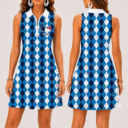 [FLASH SALE] NEW CUSTOMIZED MLB32 MLB ALL TEAMS WOMEN'S ZIP SLEEVELESS POLO DRESS